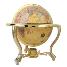 Antique Desk World Globe with Compass, 25cm Rotating Vintage Decor for Office or Classroom