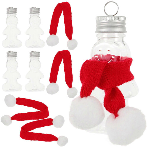 1 Set Gingerbread Man Plastic Bottle Empty Plastic Water Bottle Candy Jar Xmas Tree Hanging Decor