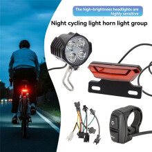 Bicycle Headlight and Tail Light Set Ebike Turn Signals Front and Back Light Electric Bike Light Horn with 24-48V