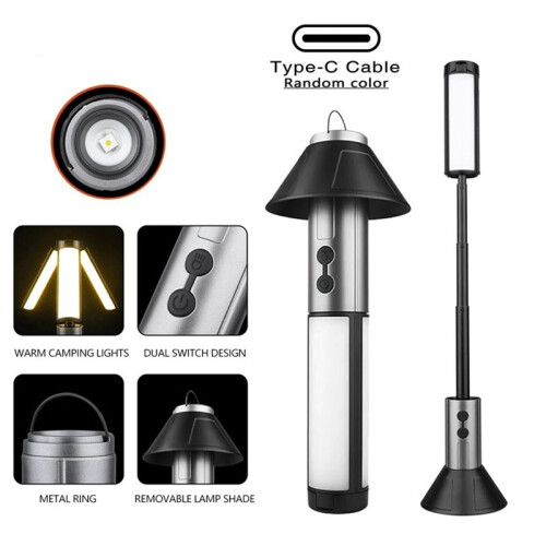 Multi-Functional Camping Light 2 in 1 Rechargeable Telescopic Camping Lantern Flashlight Outdoor Emergency Work Light 1
