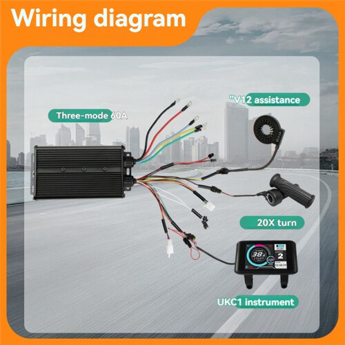 E-Bicycle Three Mode Controller Set 60A 48V 60V 72V Sine Wave Controller UKC1 Display Color Screen E-Bicycle Accessories 2