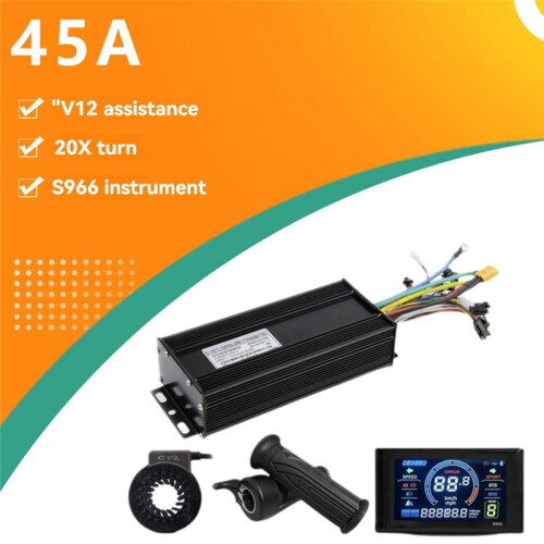 E-Bicycle Three Mode Controller Set 45A 36V 48V 52V Sine Wave Controller S966 Display Color Screen E-Bicycle Accessories