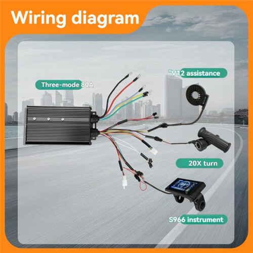 Electric Bike Three Mode Controller Set 80A 48V-72V Sine Wave Controller S966 Display Color Screen E-Bicycle Accessories 2