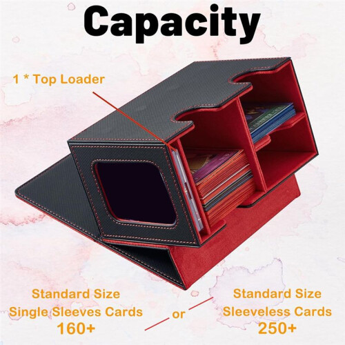 Card Deck Box Card Display with Dice Tray Deck Box Deck Box Holding 160+ Trading Card Storage Box Deck Box Red