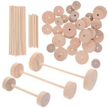 1 Set of Mini Wood Wheel Accessories Wood Craft Wheels Unfinshed Wooden Wheels for Diy Car Toy