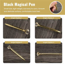 Caneta EsferográFica Kawaii EsferográFica de Liga com Diamante Preto Refil Caneta Moda Escola Material de EscritóRio, Ouro