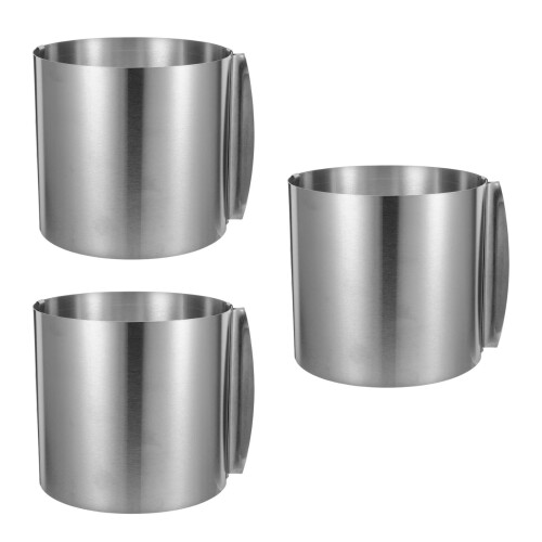 3Pcs Adjustable Stainless Steel Round Cake Ring Mold Silver Bakeware 2