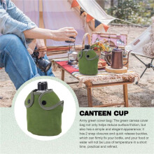 Outdoor Canteen Cookware Set Canteen Cup Portable Water Bottle with Grab Handle Cup for Outdoor Camping Hiking