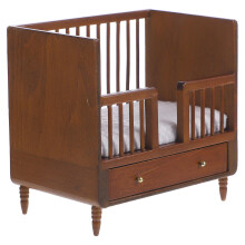 5Pcs Wooden Mini House Bed Model Doll Furniture Light Brown Tiny Decor