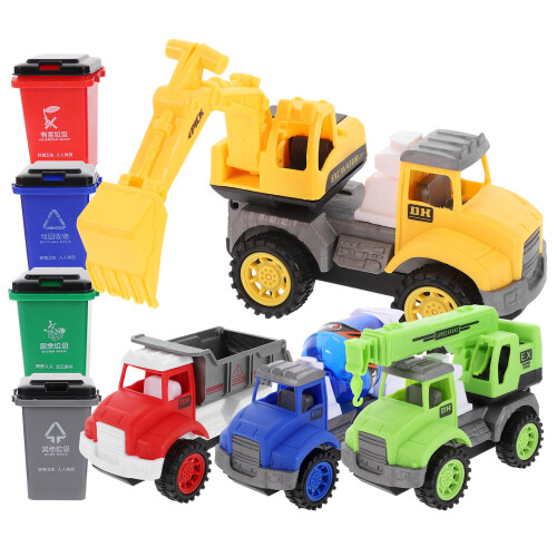 4 Sets Garbage Truck Plaything Engineering Vehicle Toy