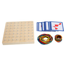 Wooden Geoboard Set for Kids Montessori Geometry Learning and Shape Exploration with Bands