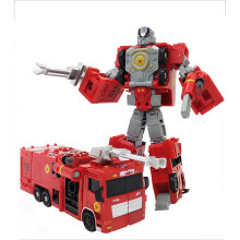Transforming Robot Toy Red Ladder Truck Action Figure Model with Dual Mode Transformation
