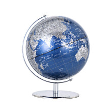25cm Blue Metal World Globe with Durable Build for Office Desk, Study, Teaching and Decoration