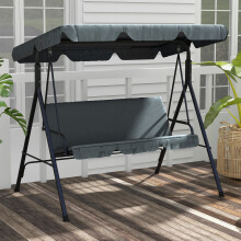 Outsunny Outdoor Metal Hammock Swing Chair 3-Seater Patio Bench Garden Grey