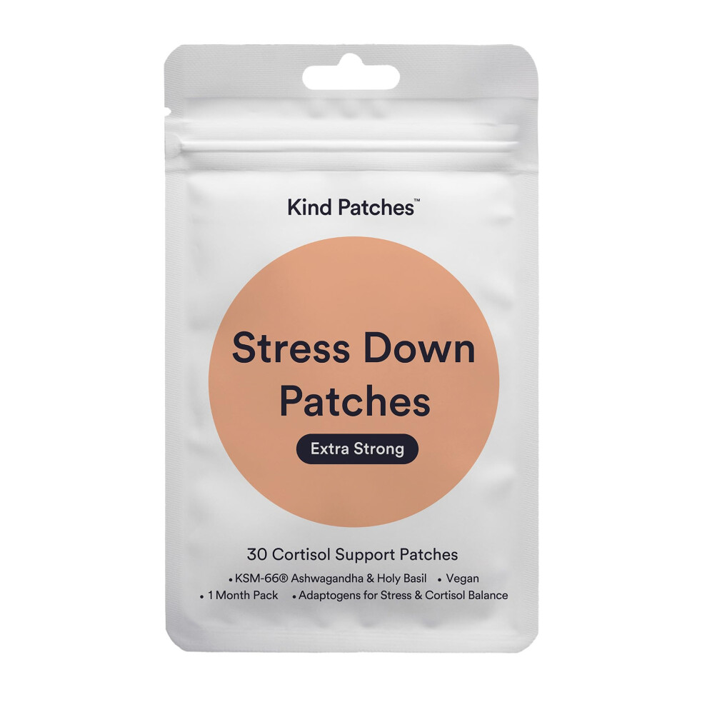 Kind Patches | Stress Down - Extra Strong | Stress, Anxiety & Balanced Cortisol Levels Support | Botanical Plant-Based Formula With Ashwagandha, Holy