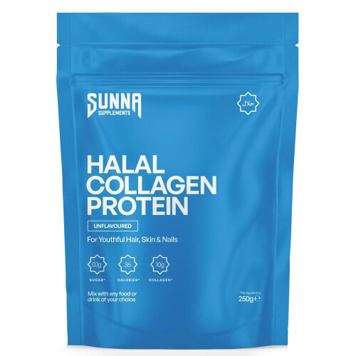 SUNNA SUPPLEMENTS - Halal Bovine Collagen Protein Powder for Hair Skin Nails and Joints - Type (I, III) Hydrolysed Premium Bovine Collagen