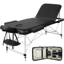 Yaheetech Foldable Massage Bed Portable Lash Table Beauty Bed Professional Salon Spa Table Aluminum 70 cm Width 3 Section Black