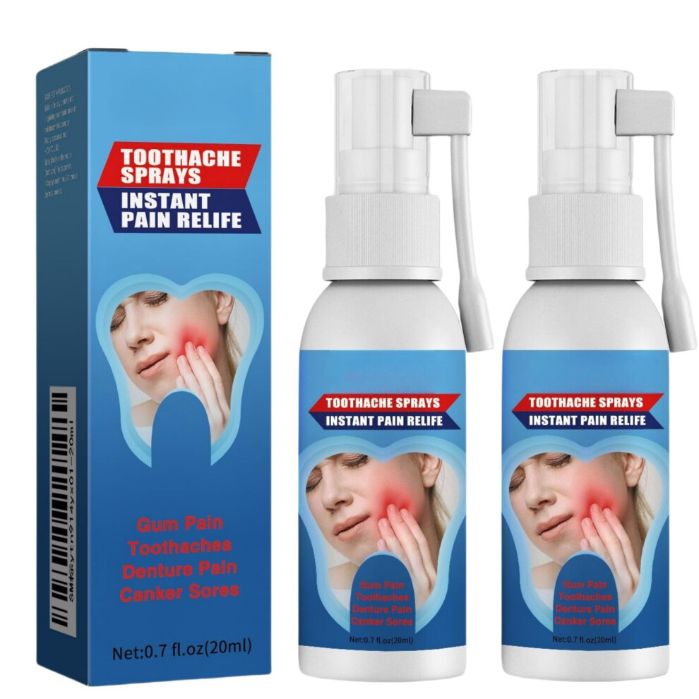 Hivetz 2Pcs Toothache Relieving Spray,Herbal Oralcare Spray,Toothache Pain Relief,Dental Pain Relief Spray,Toothache Pain Relief For Adult,Instant Teeth Tre