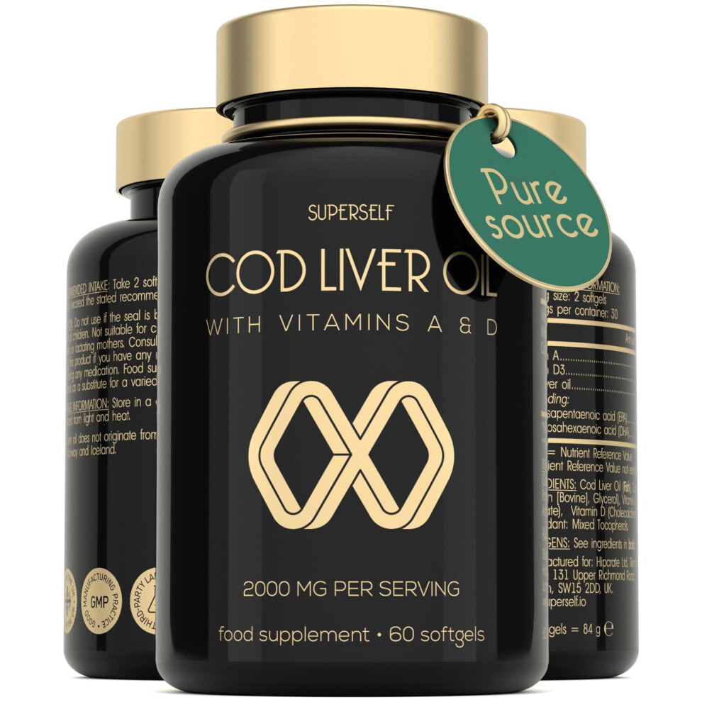 Superself Cod Liver Oil Capsules High Strength 2000Mg | Rich In Epa Dha