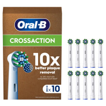 Oral-B Pro Cross Action Original Electric Toothbrush Head, Pack of 10 Replacement Toothbrush Heads, Suitable for Mailbox, White (P
