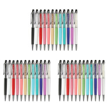 36Pcs Bling Bling 2-In-1 Slim Crystal Diamond Stylus Pen and Ink Ballpoint Pens (12 Colors)