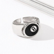 2X 8 Pool Ring,Adjustable Number Black 8 Eight Pool Billiard Ring, for Pool Lovers, Billiards Men'S Ring