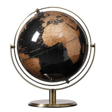 27cm Rotating Black Ocean World Globe with Metal Stand, HD Printed Dual Language Map for Office and School