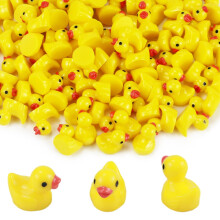 100 Pcs Mini Resin Ducks for Crafts and Dollhouse Decoration, Small Yellow Realistic Design