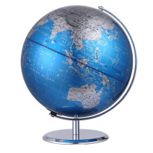 World Globe with Stainless Steel Base, Blue Ocean 360 Rotating Educational Desktop Globe