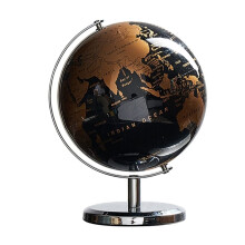 World Globe Political Map with Detailed Borders 360 Rotatable Vintage Desk Globe Iron Base