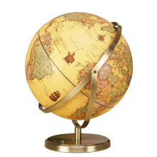 12.5 Inch Rotating World Globe with Metal Stand, Bilingual Chinese English Desktop Antique Style