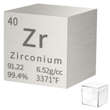 Pure Zirconium Metal Density Cube 1 Inch with Laser Engraving for Periodic Table Collection