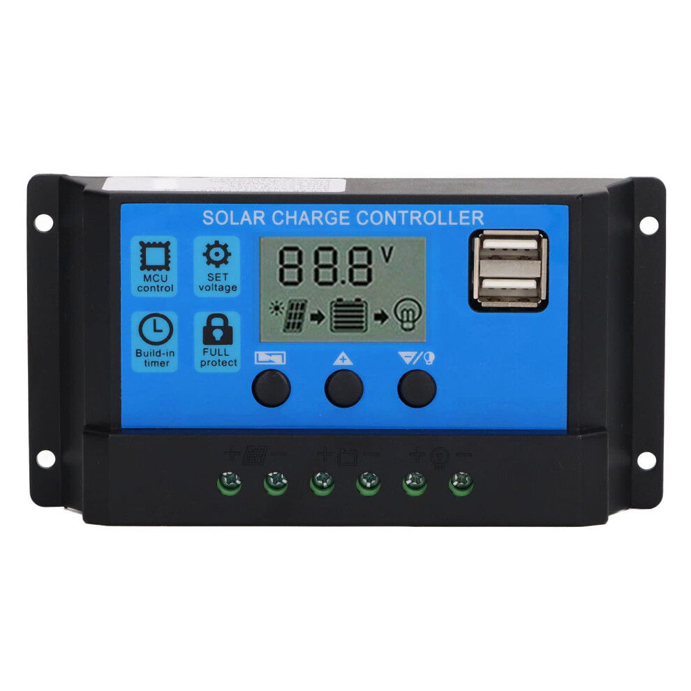 70A 24V Mppt Solar Charge Controller With Lcd Display, Dual Usb, Aluminum Alloy For Offgrid Systems 9455672875790