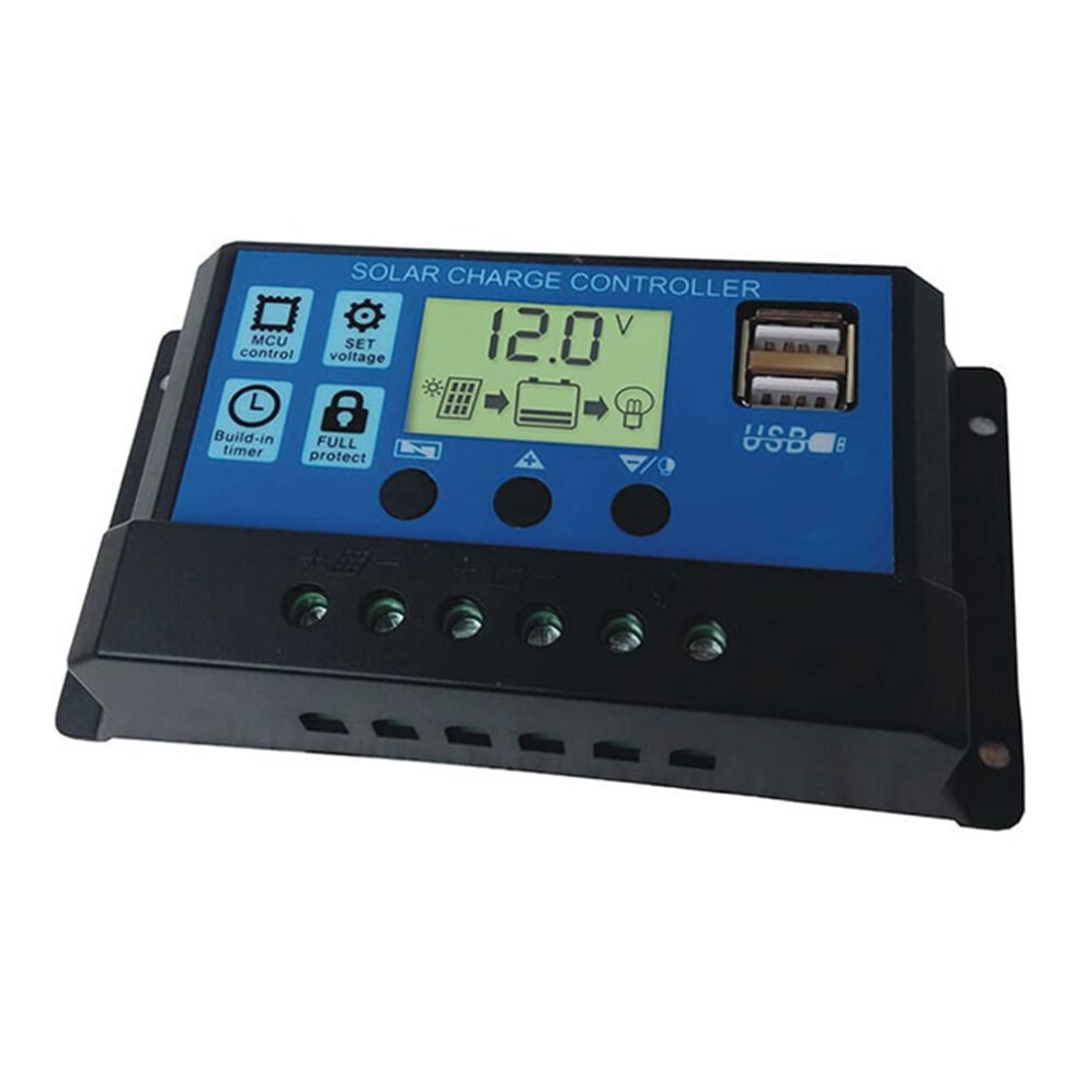 40A Solar Charge Controller 12V 24V Pwm Battery Regulator With Lcd Display Dual Usb For Rv Boat 9092120777543