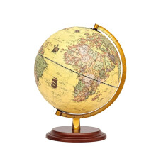 Illuminated Bilingual World Globe Lamp with 360 Rotation, LED Light and Wooden Base for Study Decor