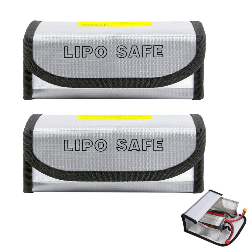 Lipo Battery Safe Bag Pack Of 2, Fireproof Explosionproof Storage Pouch With Zipper For Rc Drones And Cars 9169991115870