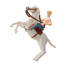 1:64 Scale Miniature Male on Horseback Figure, Realistic Resin Model for Diorama and Train Layout