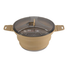 Outdoor Folding Pot Silicone Hiking Cooking Pot Portable Picnic Pot Stainless Steel Camping Cooker,Khaki