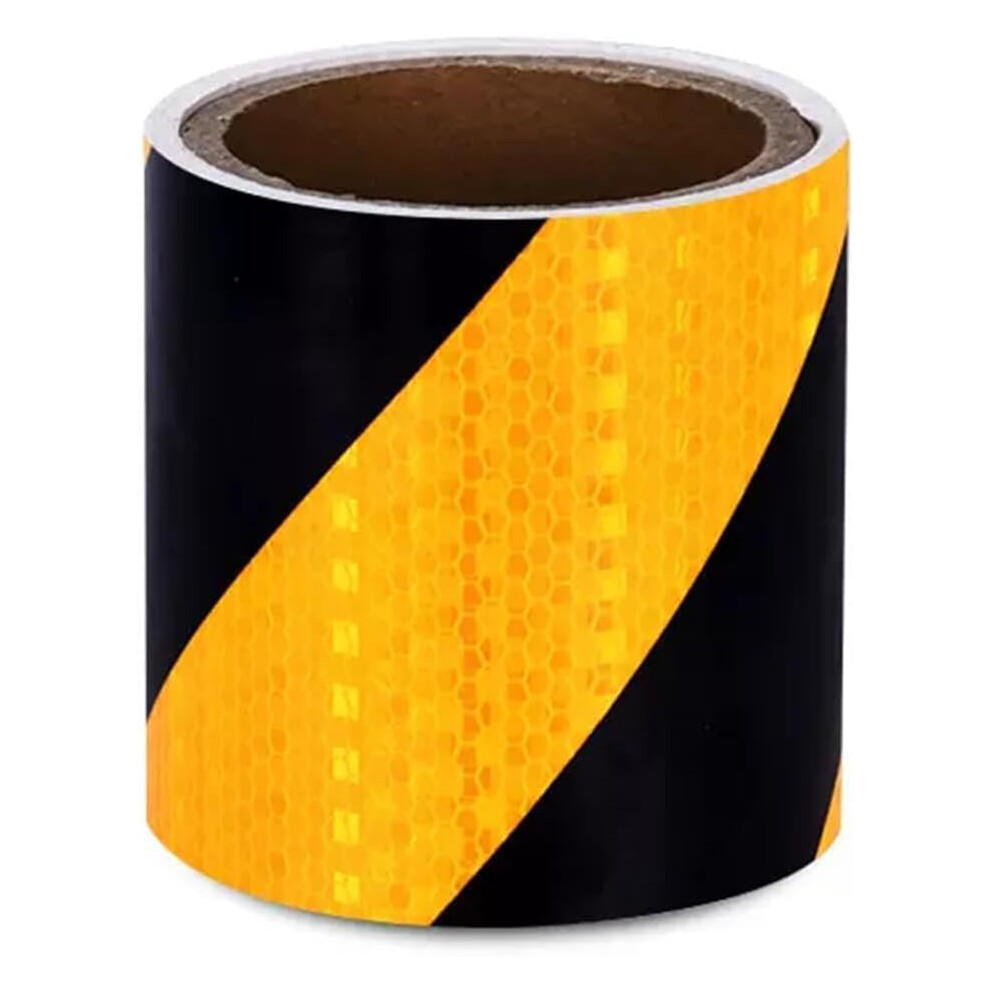 Reflective Safety Tape Yellow Black Hazard Warning Waterproof Visibility For Vehicles 10Cm X 10M 9073542389118