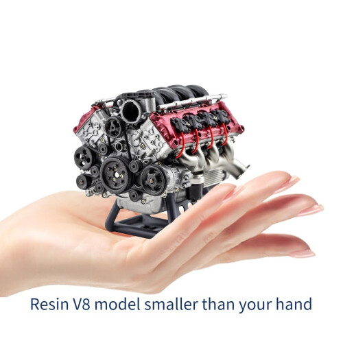 V8 Engine Model Kit with Realistic Simulation, DIY Working Internal Combustion Engine for RC Car Display 1