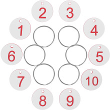 Number Tags Mit Schlüsselringen Eisen Weiß 50 Sets 1,3x1,3 Zoll