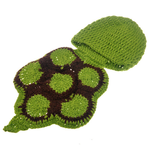 Bonnet Tortue Vert Coton Crocheté Pour - Photo Bébé