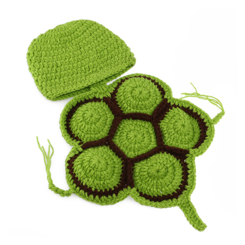 Bonnet Tortue Vert Coton Crocheté Pour - Photo Bébé 1