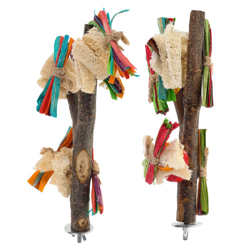 6Pièces Support Perchoir Bois Naturel Pour Perroquets Jeu 1
