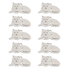 20Pcs Cat Ornament Pendant Silver Stainless Steel for DIY Jewelry
