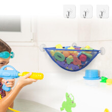 Bath Toy Organizer with Quick Dry Mesh, Corner Fit Storage and Suction Cups for Kids  Blue