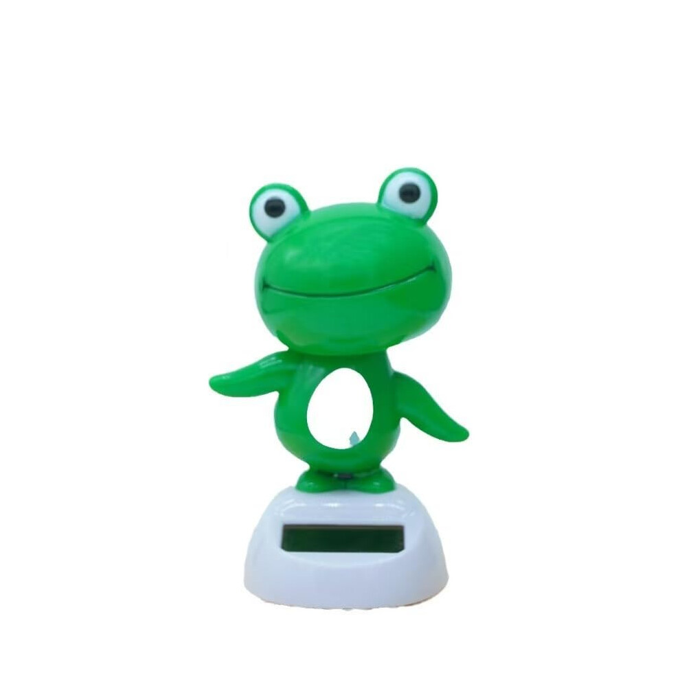 Solar Powered Frog Bobblehead Car Dashboard Ornament With Cute Frog Design Green 9169991116990