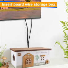 Cable Management Box, Wood Extension Cord Organizer, Handmade Power Strip Box for TV Computer Wire USB Hub System
