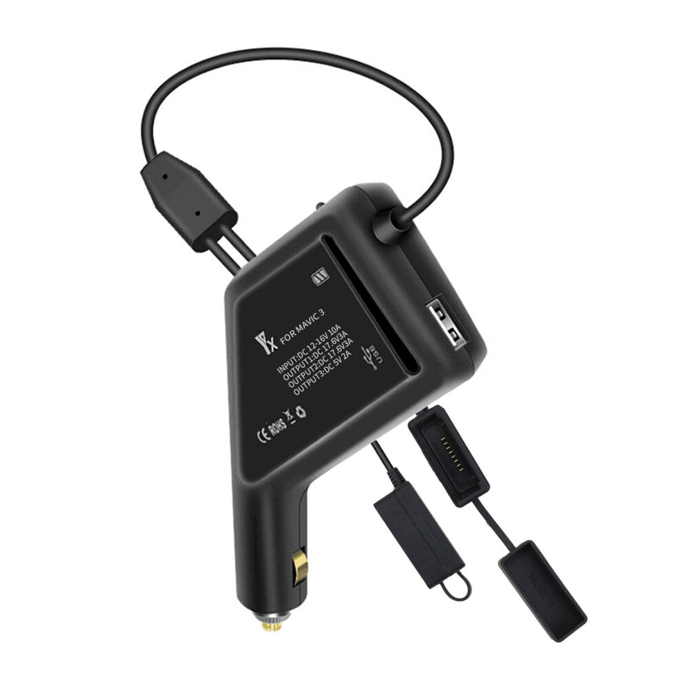 Dual Battery Car Charger With Usb Port For Fast Simultaneous Charging For Dji Mavic 3 9073542389798