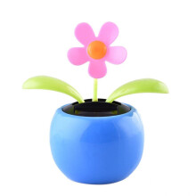 Blue Solar Powered Dancing Flower Ornament No Battery LightPowered Desk and Car Decoration